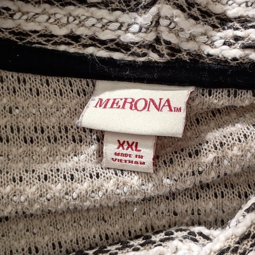 Merona Striped Coastal Preppy Striped Cowl Neck Sweater Cotton Blend XL