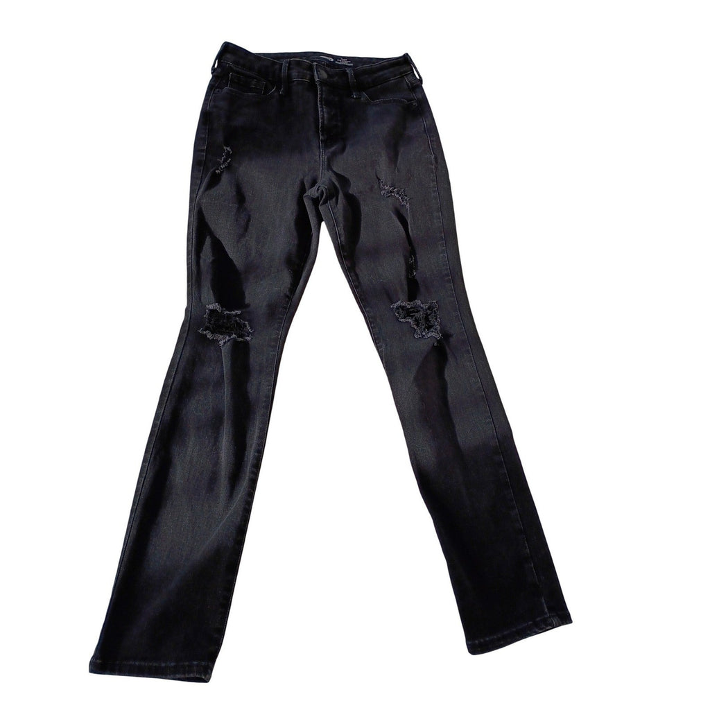 Old Navy Black Power Slim Straight High Rise Distressed Jeans Womens Size 6 / 28