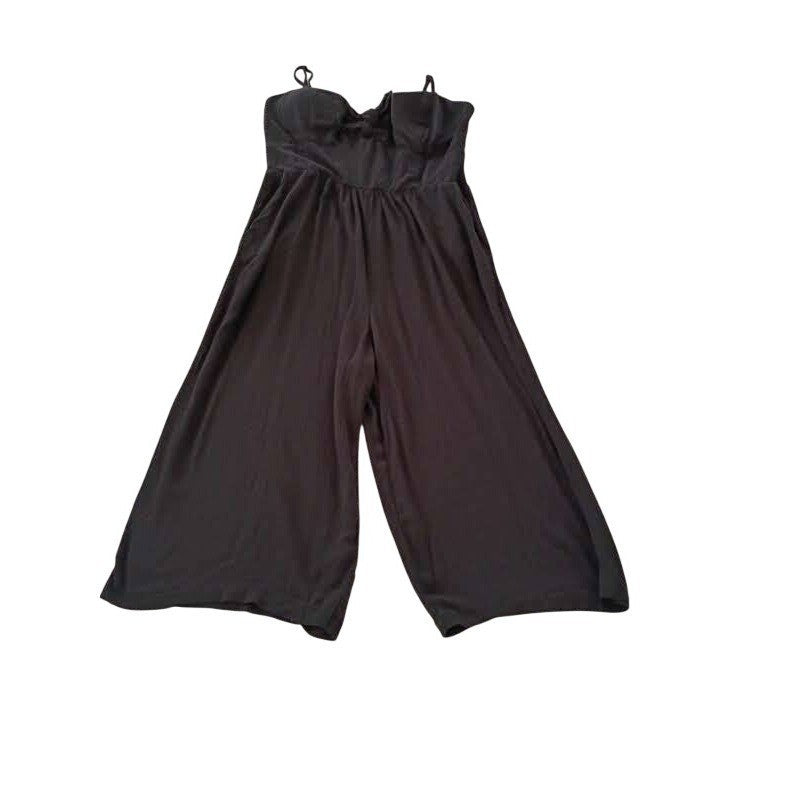 Lily Rose XL Black Wide Leg Jumpsuit Sweetheart Tie Front Smocked Coquette Curve