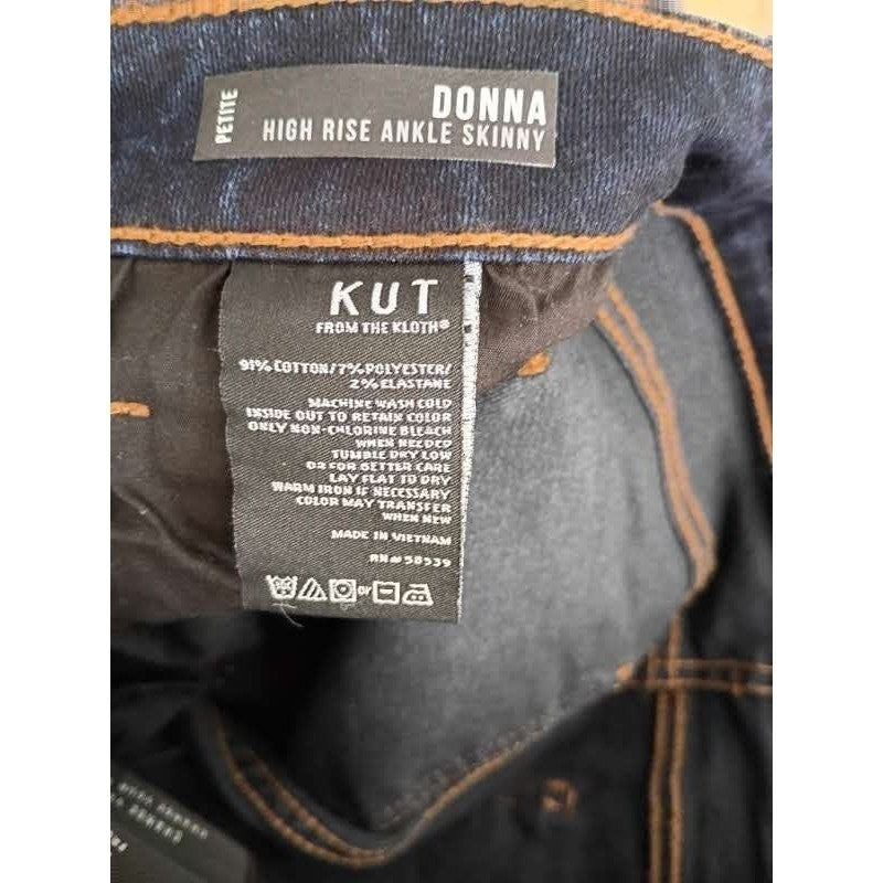 KUT from the Kloth Donna High Rise Skinny Jeans Dark Wash Fits 27-28x26 NWOT