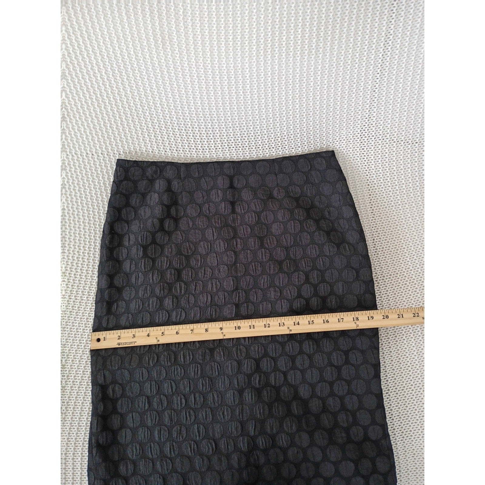 Maeve Anthropologie Black Textured Polka Dot Jacquard Pencil Skirt Medium 8