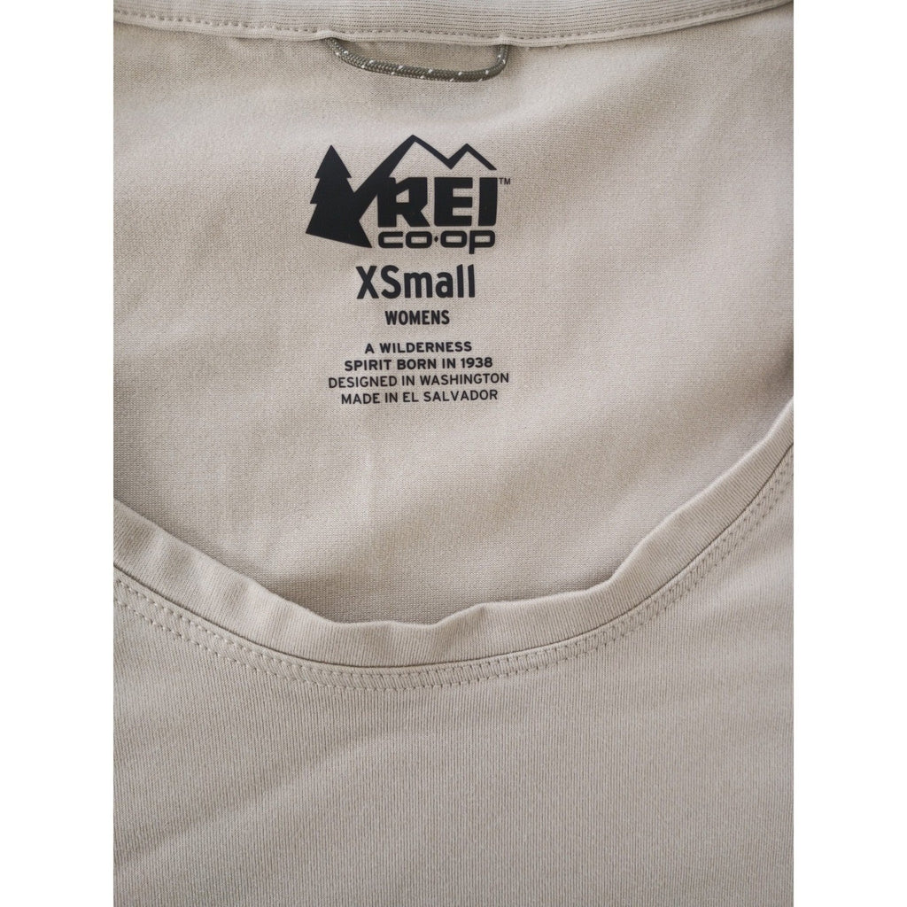 REI Co-op Tan Hiking T-Shirt Size Fits S Activewear Stretch Crew Neck