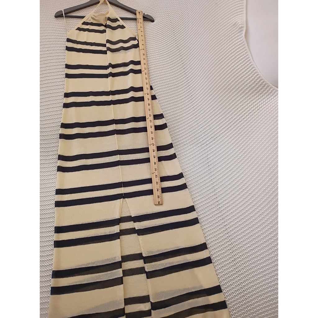 Zulu & Zephyr Striped Organic Linen Halter Maxi Dress Fits S NWOT $230 Coastal