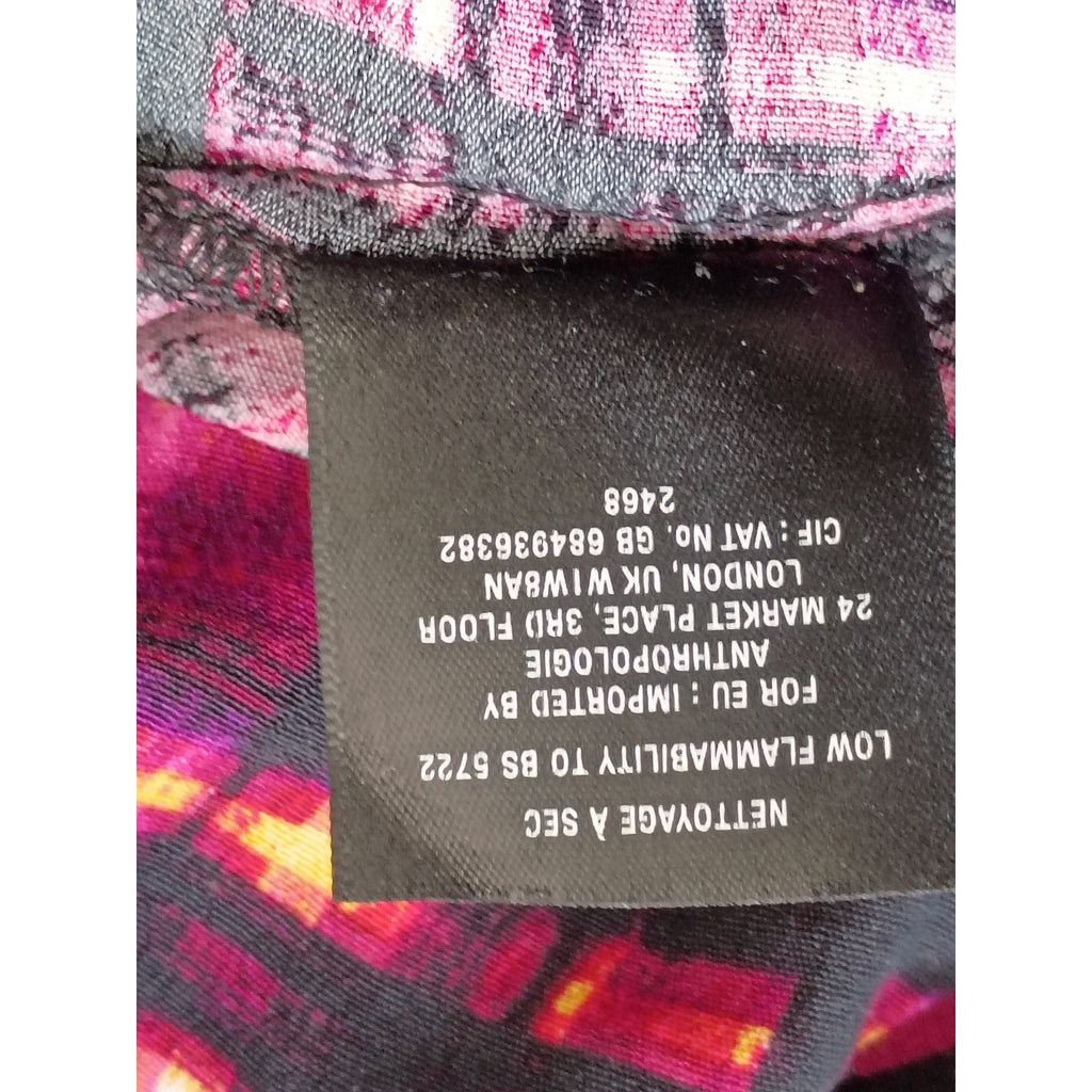 Maeve Anthropologie Purple Abstract Plaid Dolman Sleeve Dress S/M Boho Artsy