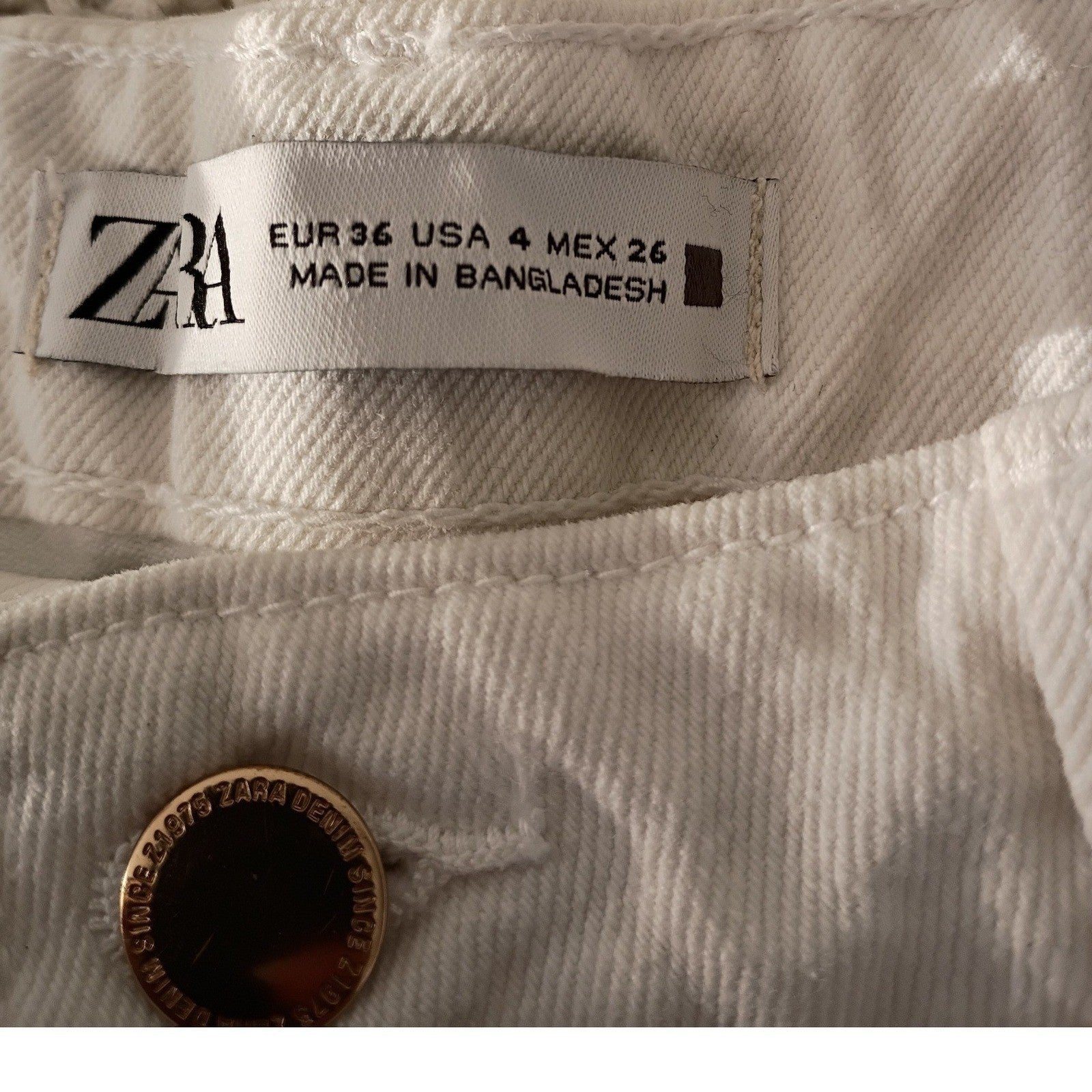 ZARA High Waisted Cream Beige Straight Leg Denim Jeans Women US 4 EUR 36