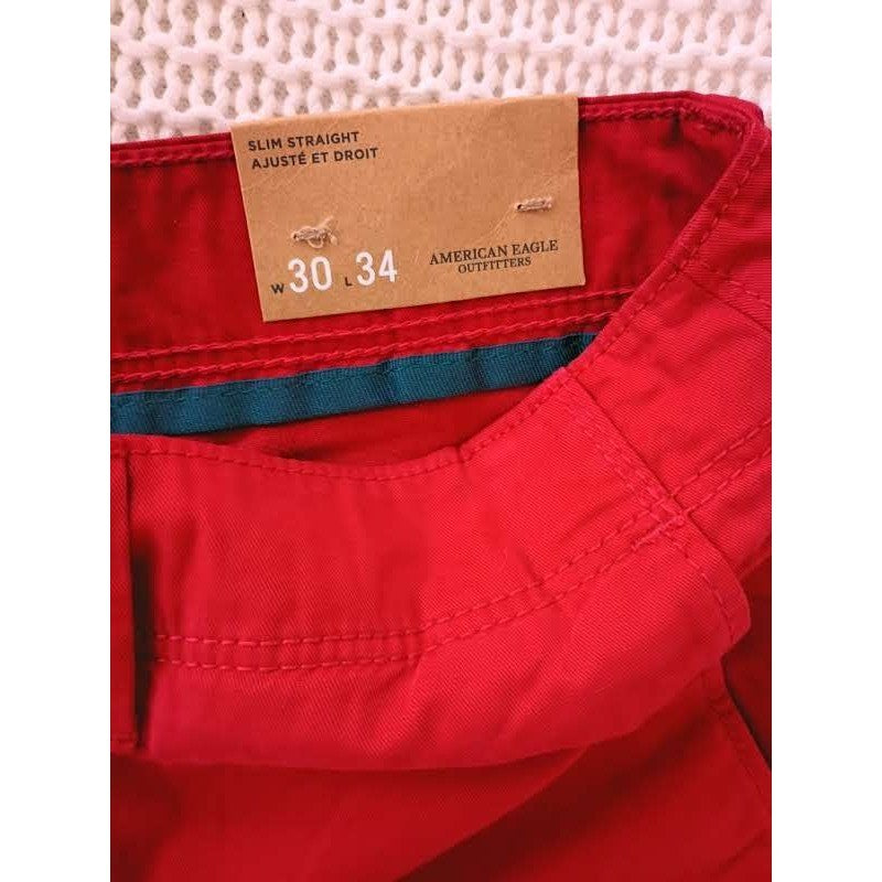 American Eagle Red Chino Pants 30x34 NWT Slim Straight Classic Vibrant