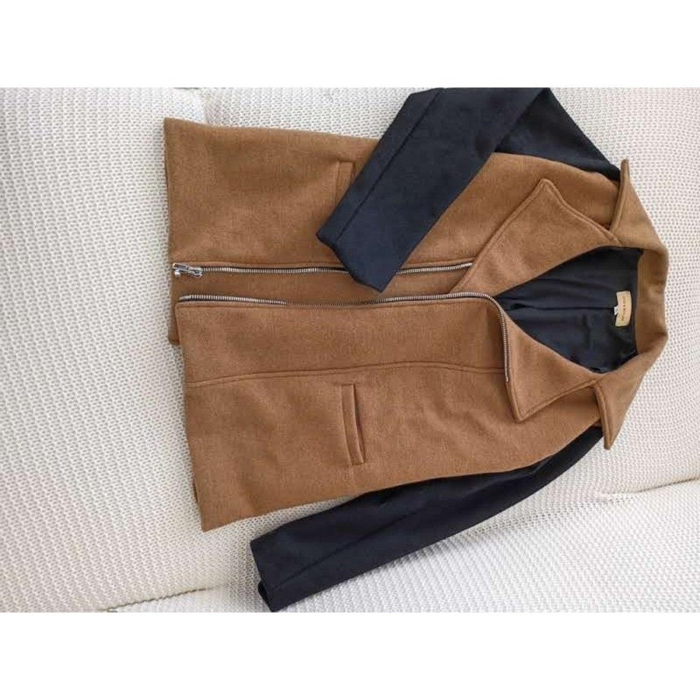 Otis & Maclain Wool Blend Moto Jacket Camel Brown Mixed Media USA S