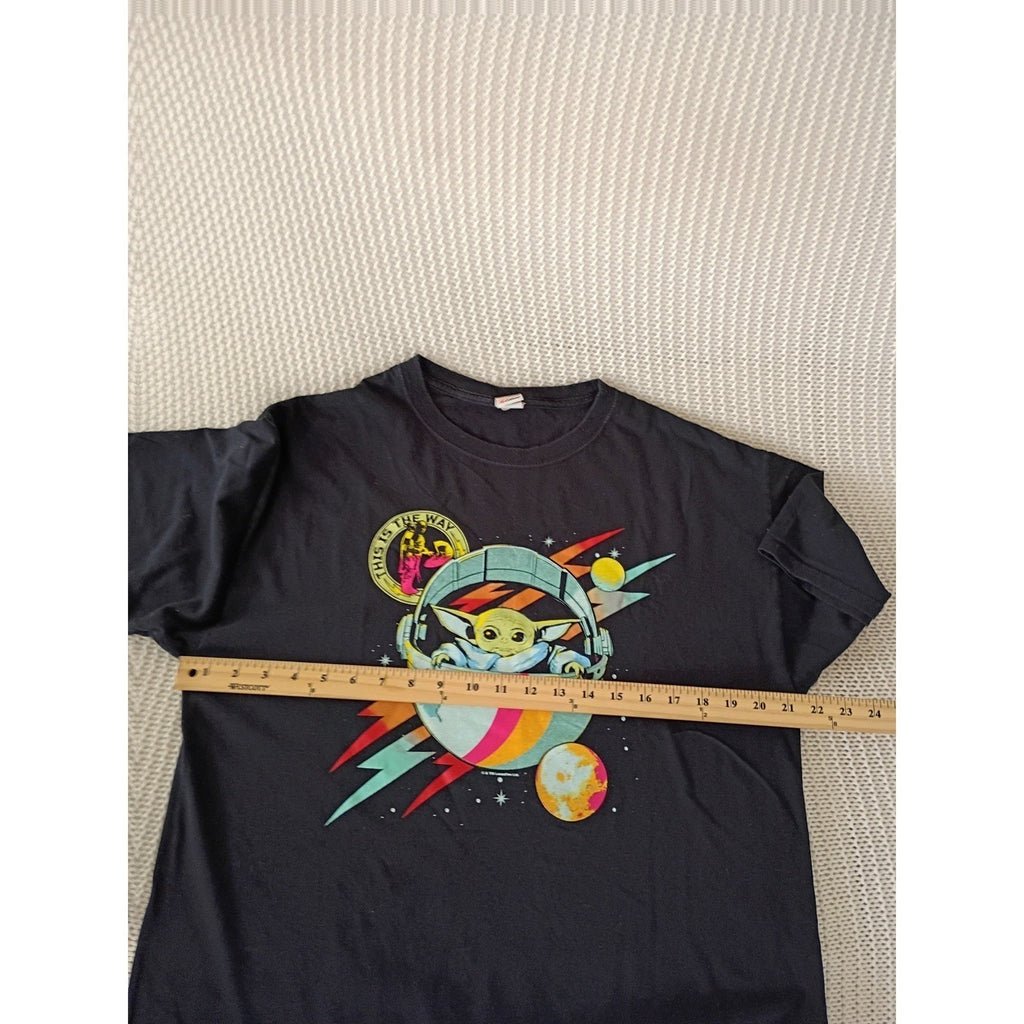 Star Wars Mandalorian Grogu This Is The Way Black 100% Cotton Graphic Tee M/L