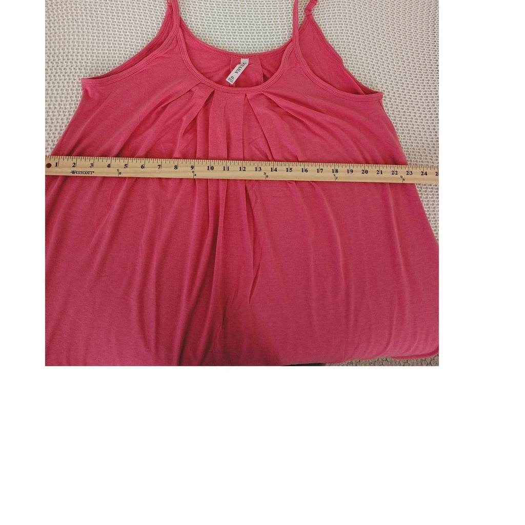 Flowy Pink Pleated Cami Tank L NWT Adjustable Straps Boho Summer Top