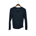 GapBody Charcoal Heather Henley V Neck Long Sleeve Top M Minimalist Loungewear