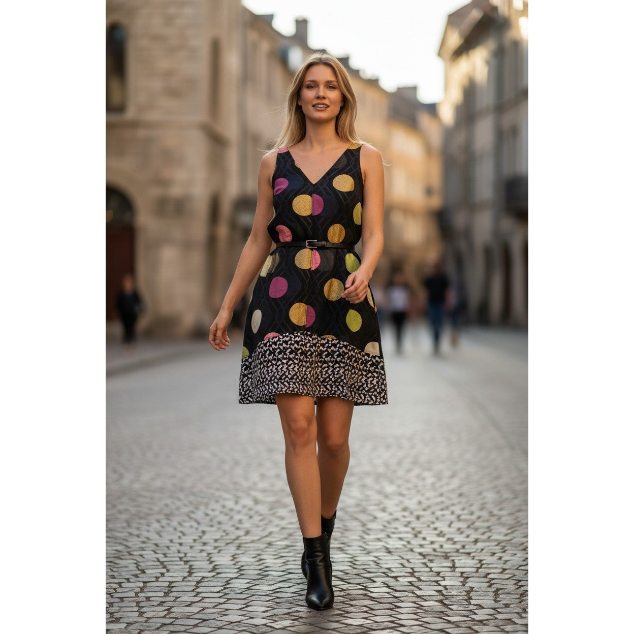 Maeve Anthropologie Vibrant Mod Dot Print Dress Sleeveless A-Line S Retro