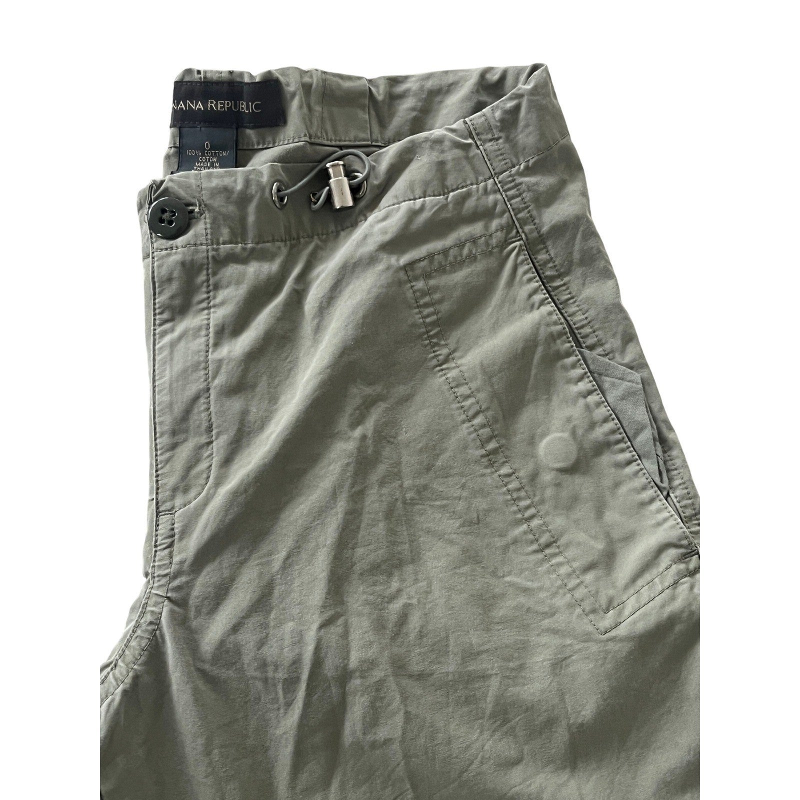 Banana Republic Olive Green Cargo Pants Drawstring Cropped Leg Size Fit 26)