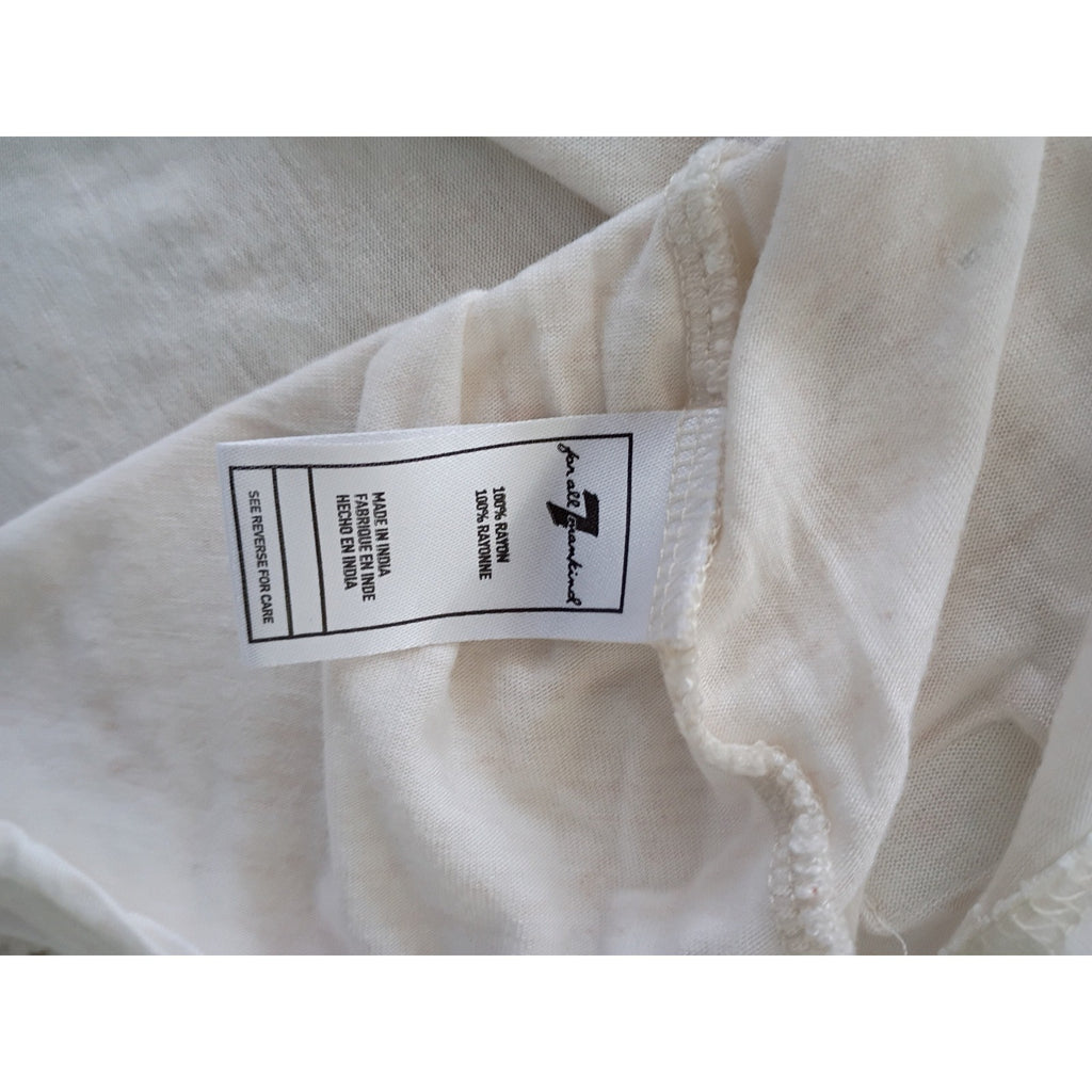 7 For All Mankind White Eyelet Grommet Top V Neck Long Sleeve Boho Blouse M