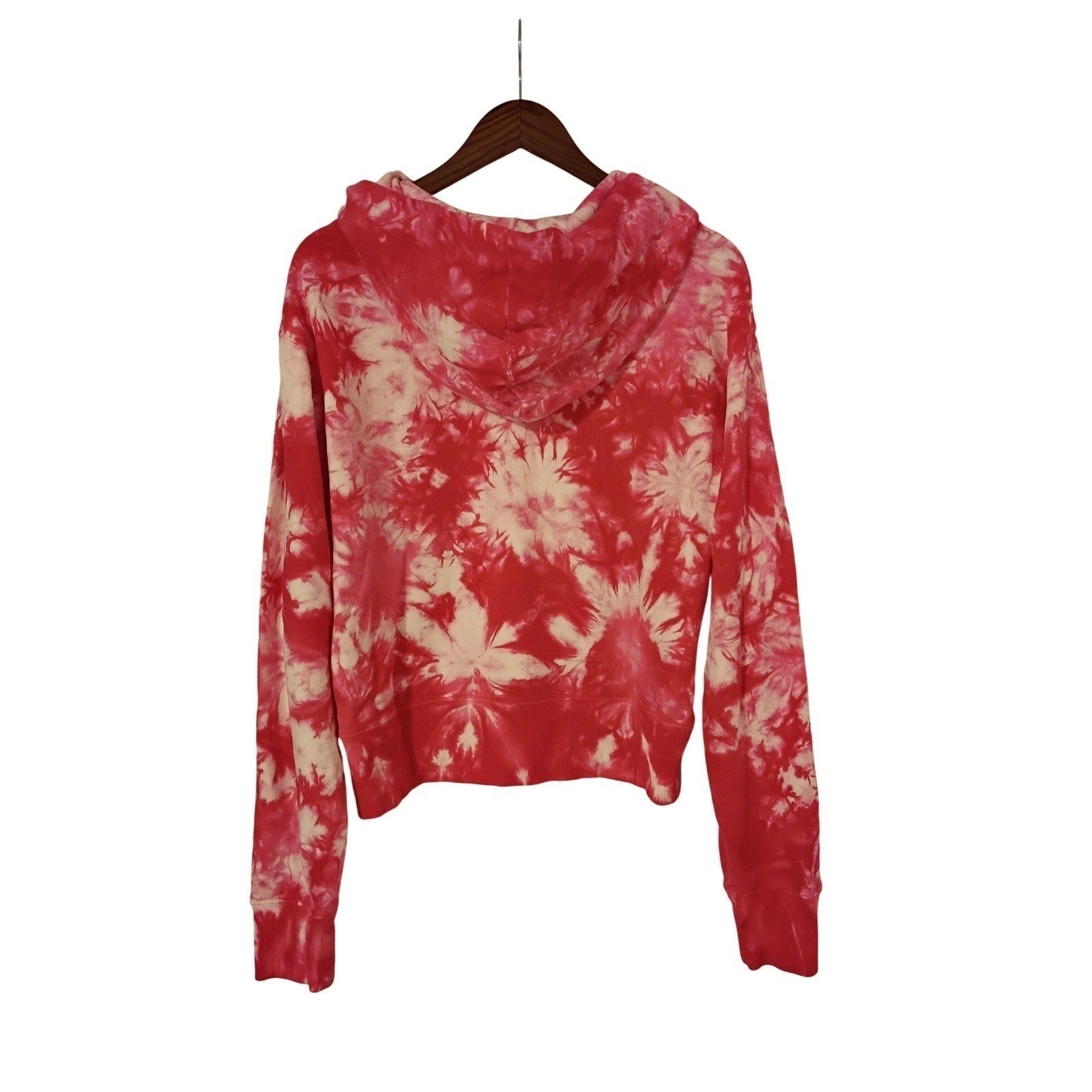 Spiritual Gangster Pink White Tie Dye Hoodie L Large Cotton Cropped Yoga Workout