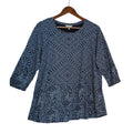 Lucky Brand Blue Paisley Medallion Cotton Modal Long Sleeve Top Boho 1X Plus