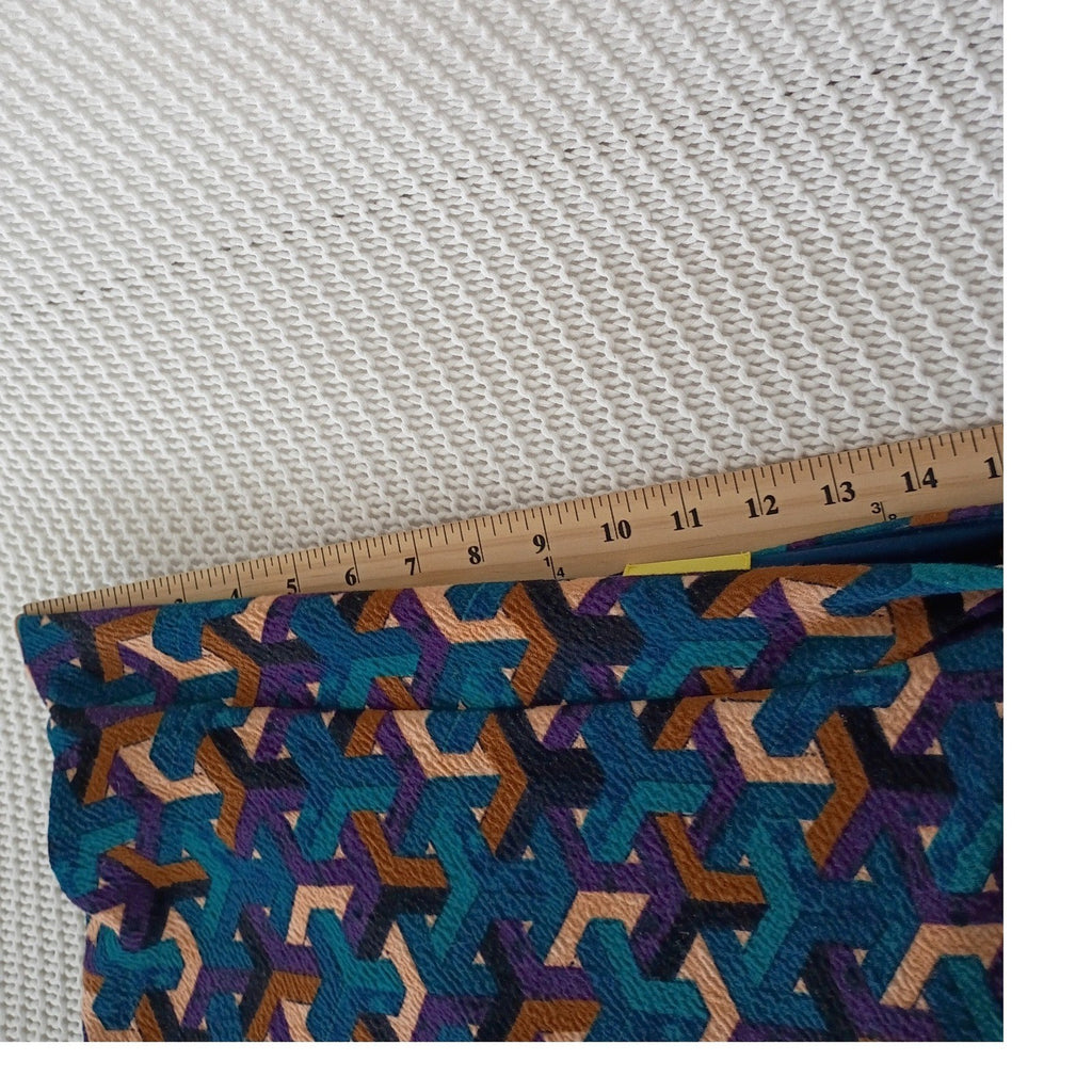 Maeve Anthropologie Geometric Optical Illusion Pencil Skirt Teal Purple Cotton S