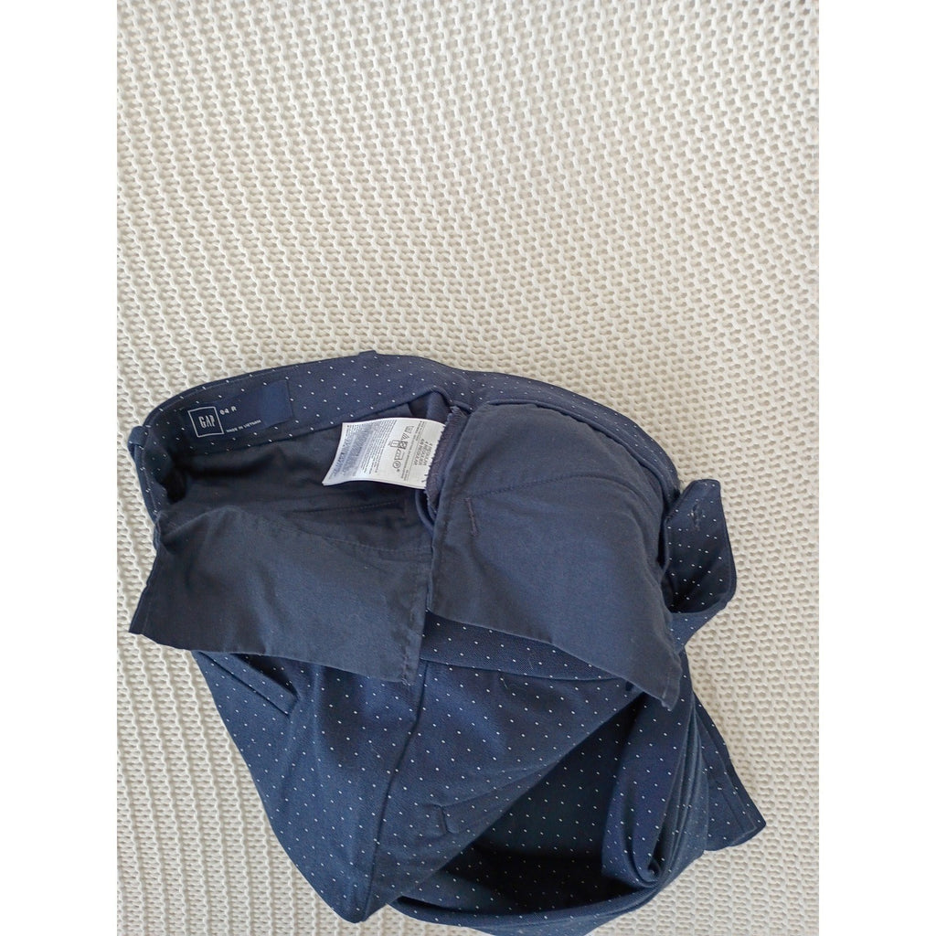 Gap Navy Blue Polka Dot Slim Trousers 4R W28x29 Stretch Cotton Casual Chic