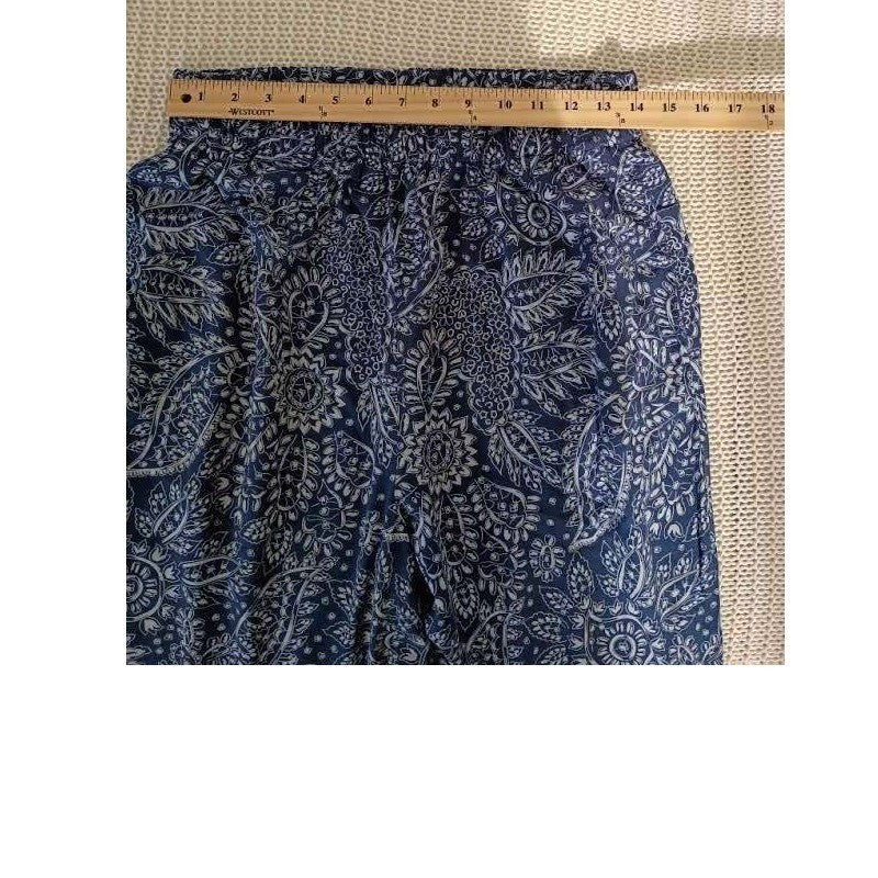 Madewell Blue White Paisley Floral Elastic Waist Viscose Pull On Pants S/M