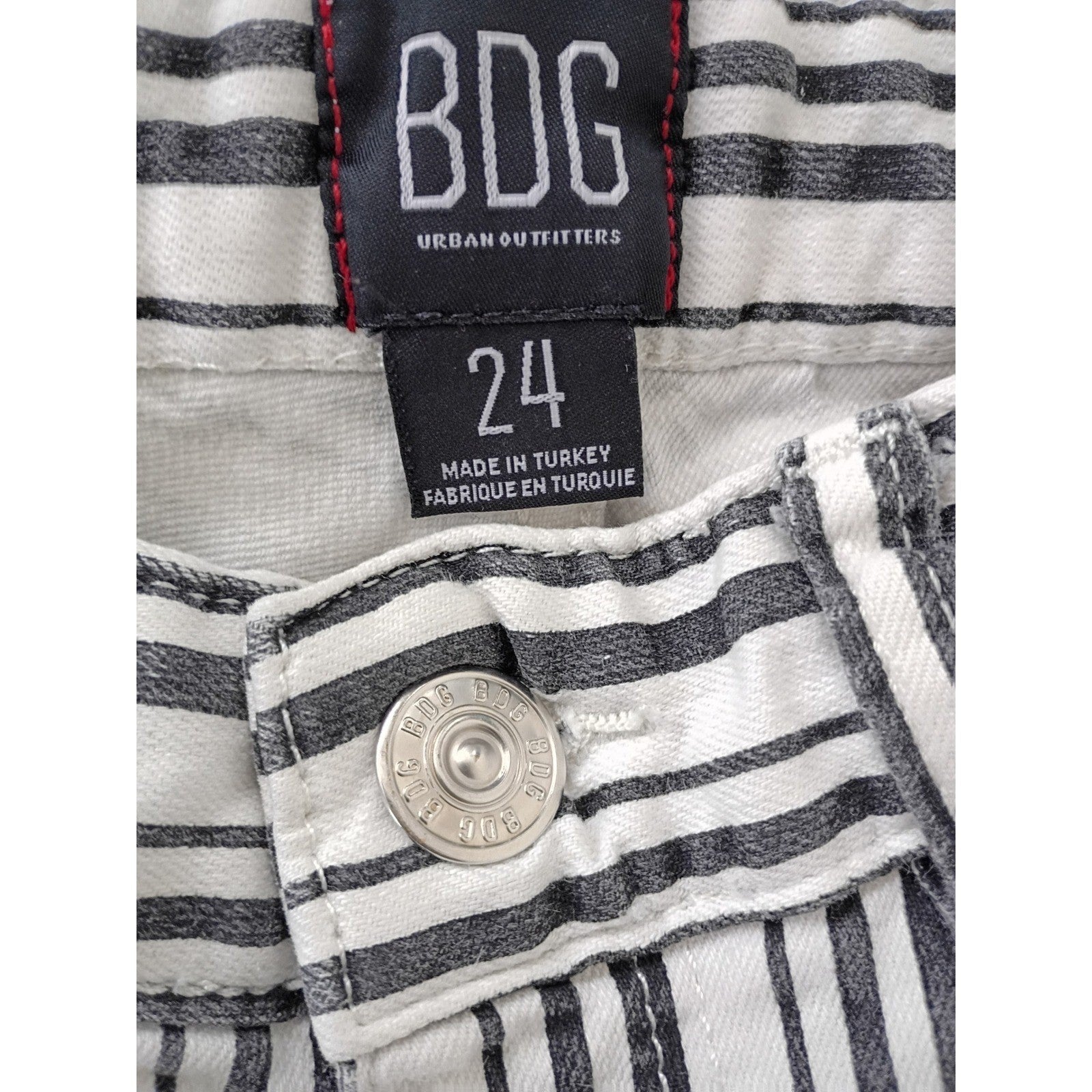 Urban Outfitters BDG Coastal Striped High Rise Straight Cropped Jeans 24