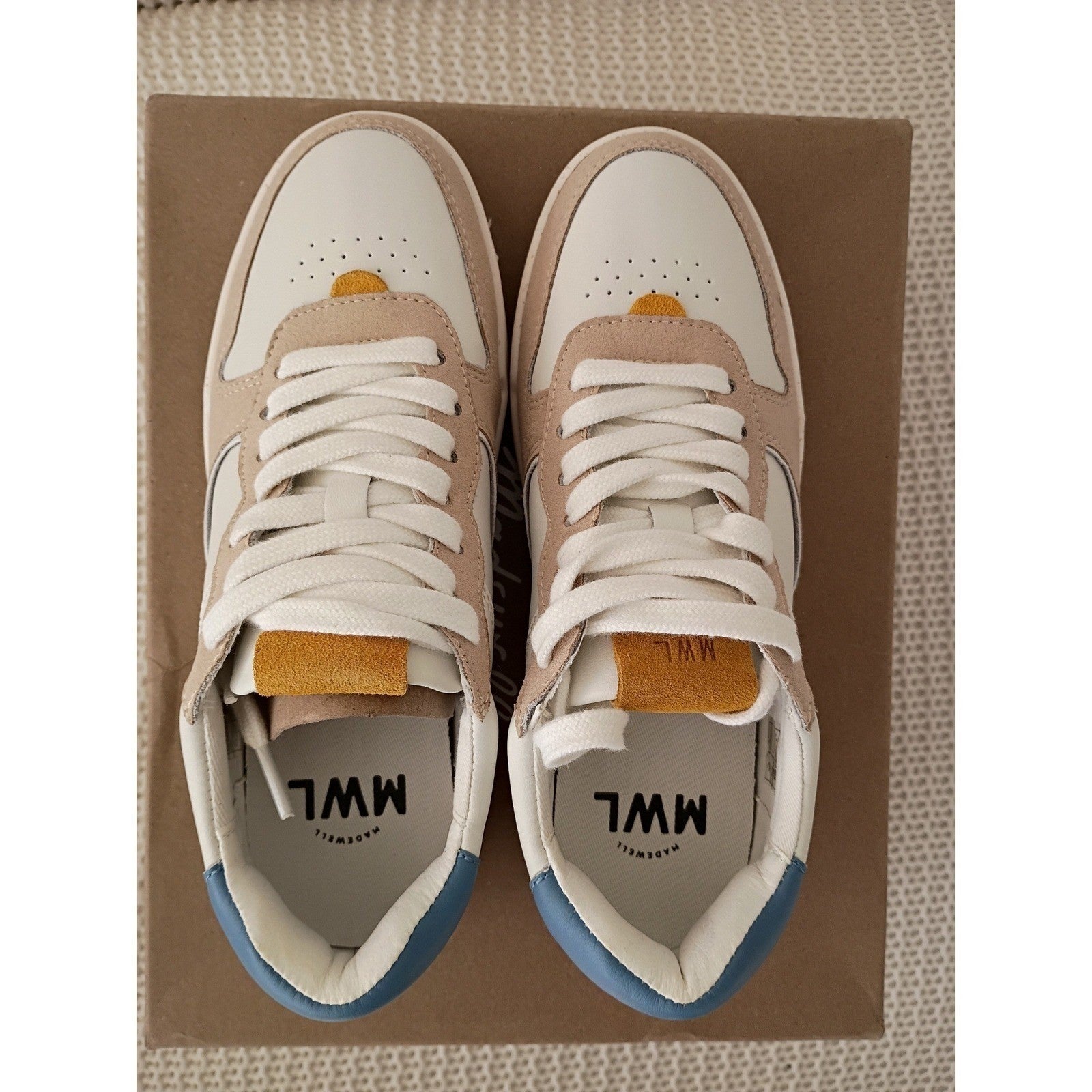 NWT Madewell MWL Court Sneakers Leather Nubuck Suede Tranquil Lake Womens 7