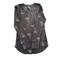 Old Navy Dark Gray Palm Tree Print Long Sleeve Cotton Thermal Top