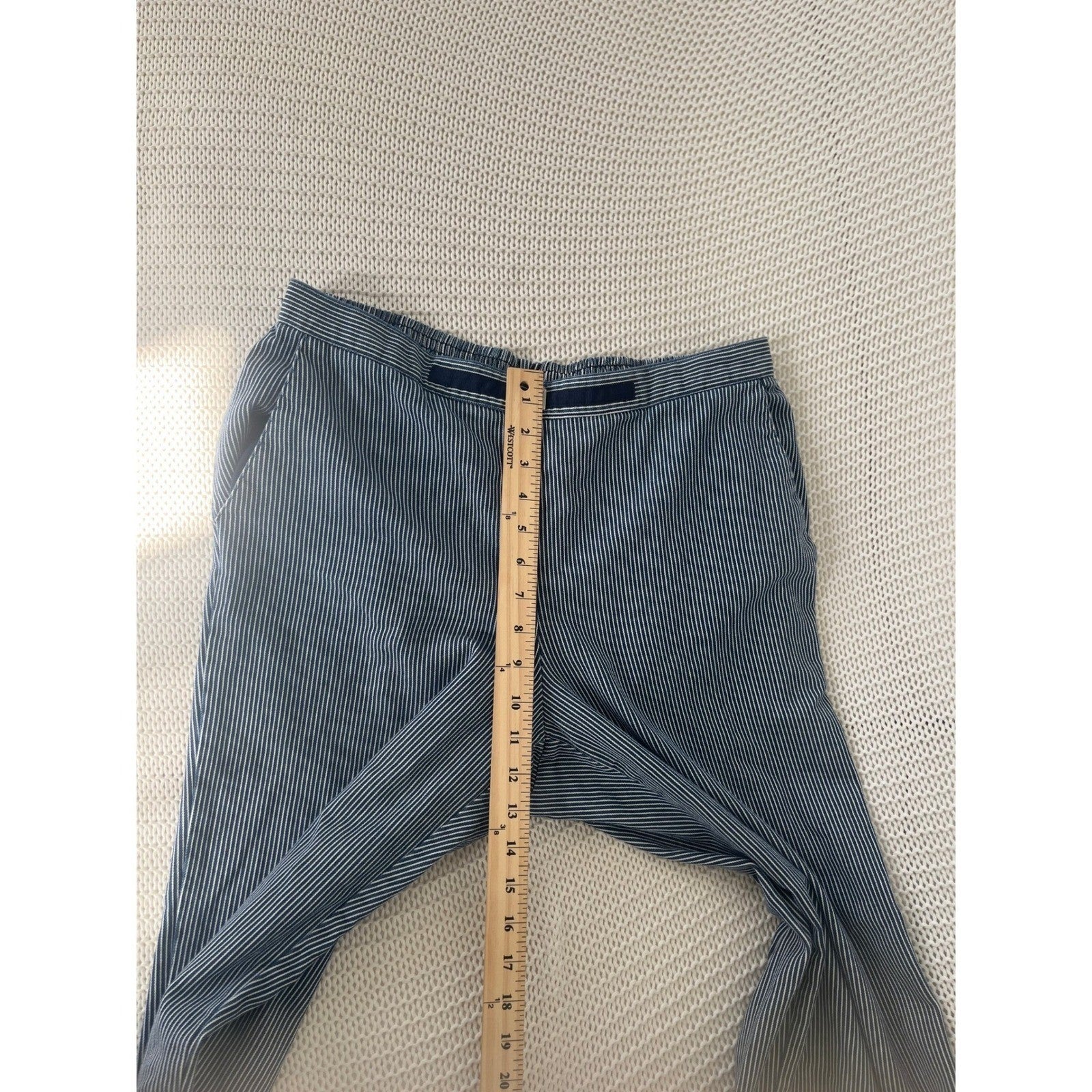 Alfred Dunner Navy White Striped Pull On Pants Straight Leg 14 W32x24
