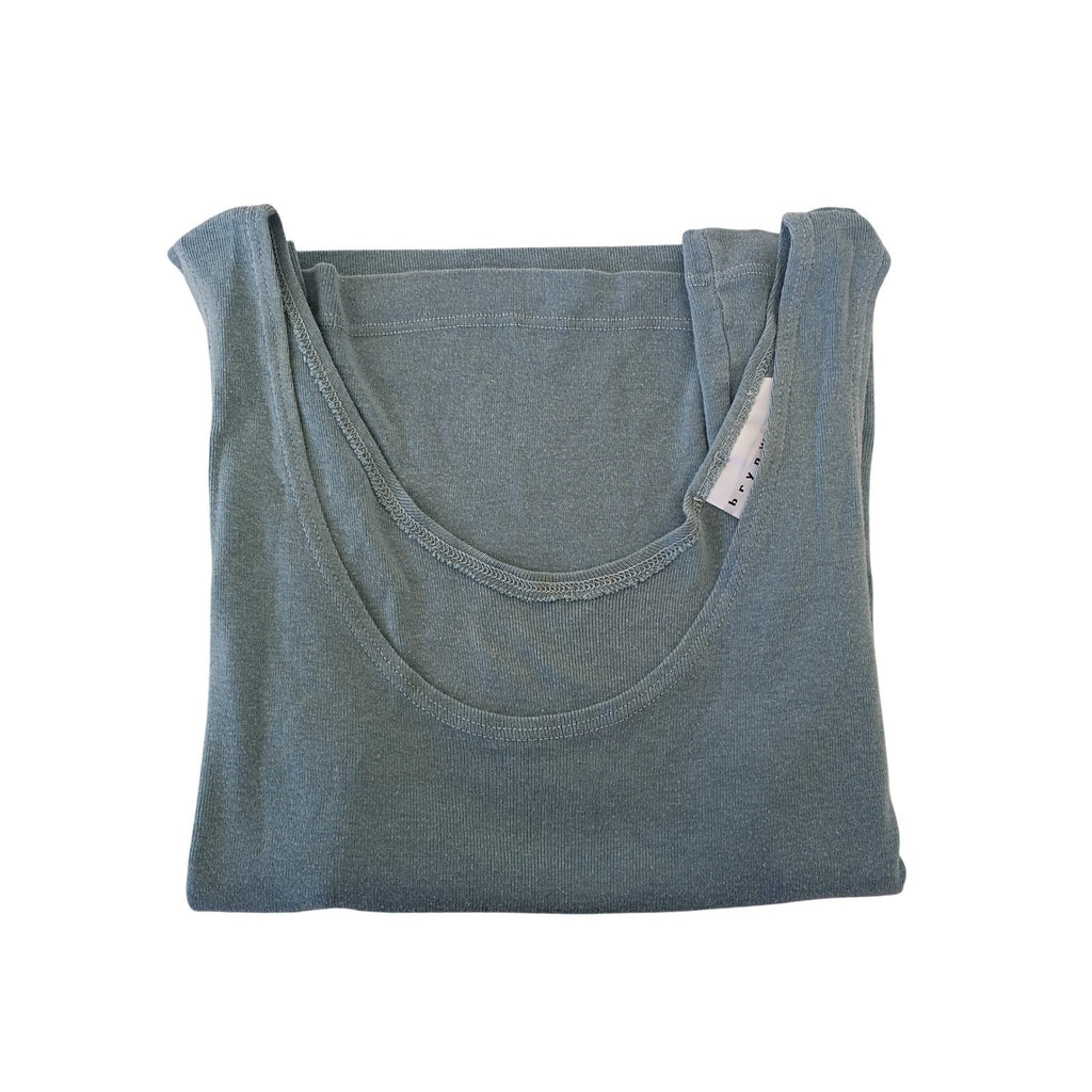 Bryn Walker Tank Top S Blue Tencel Cotton Scoop Neck Sleeveless Made USA