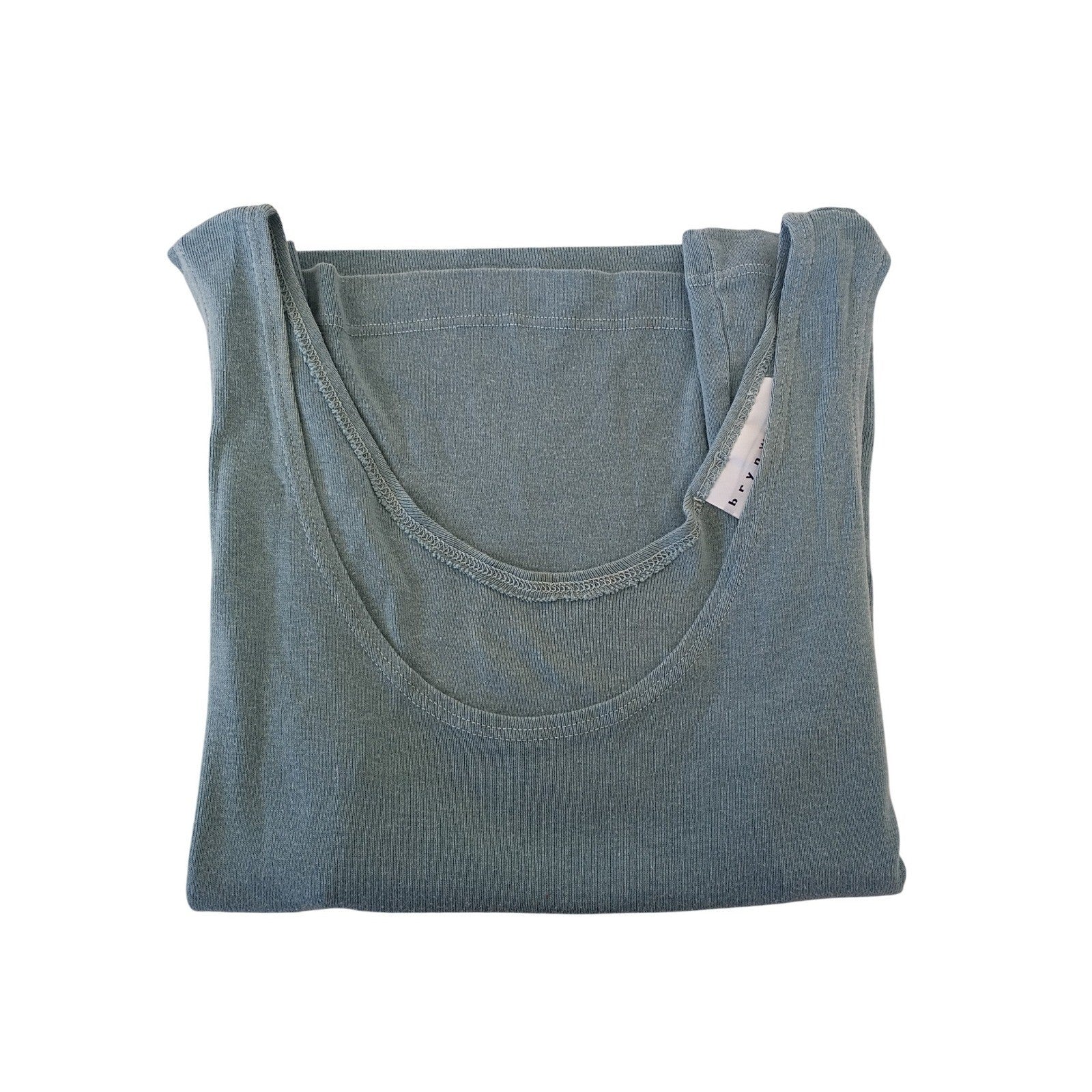 Bryn Walker Tank Top S Blue Tencel Cotton Scoop Neck Sleeveless Made USA