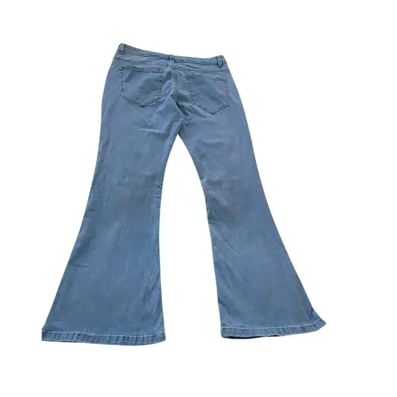Light Wash High Rise Flare Jeans Vintage-Style Bell Bottom Denim 31x30