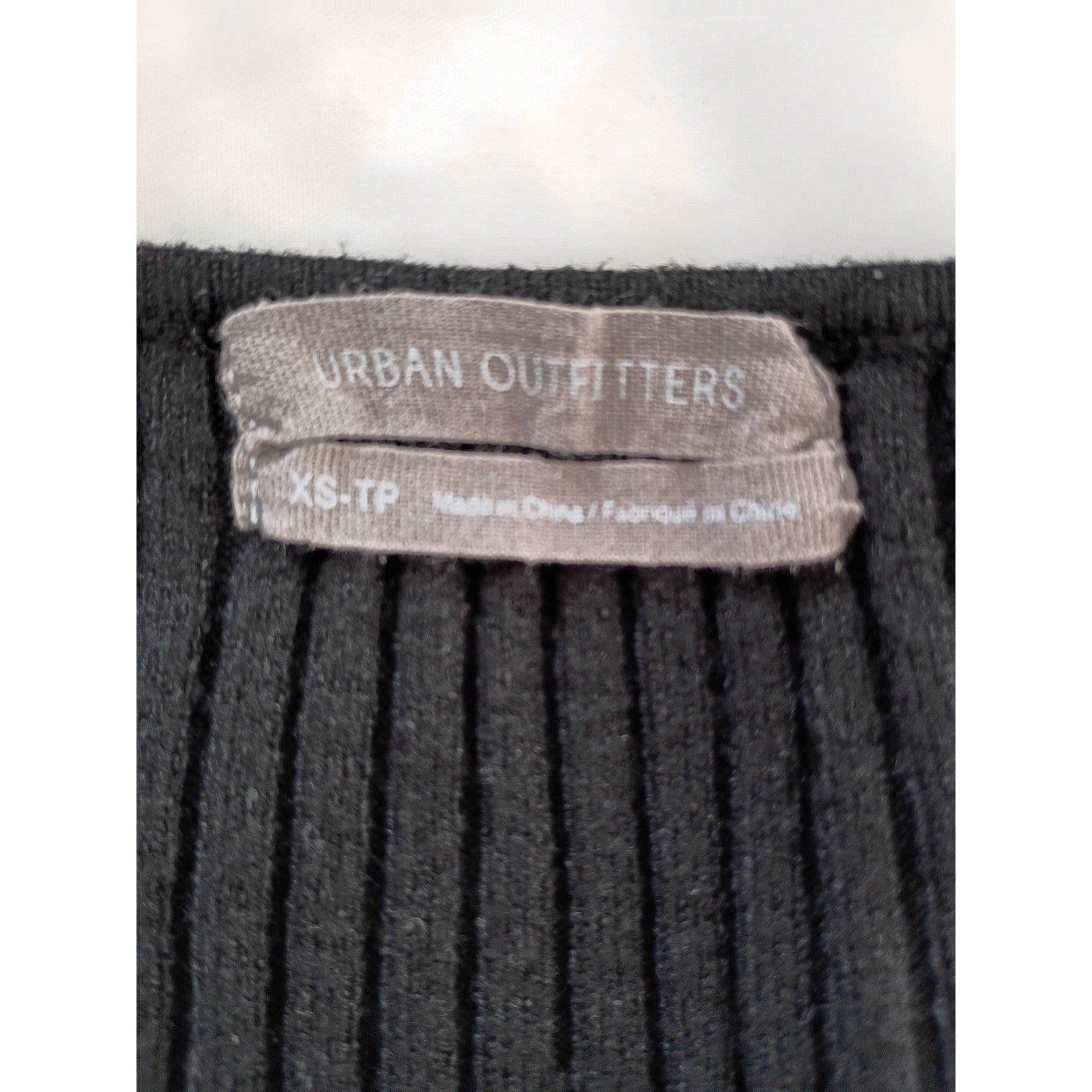 Urban Outfitters Black Ribbed Square Neck Long Sleeve Cropped Top XS