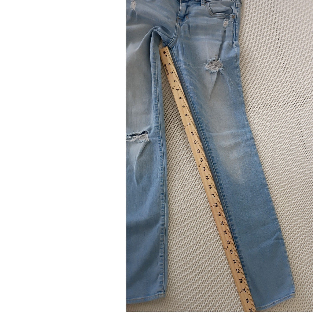 Abercrombie Light Wash Ripped Slim Jeans Youth 16 Fits Women W25x29