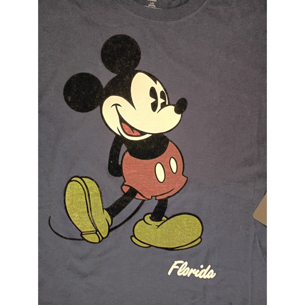 Disney Mickey NWT Mouse Florida Cotton Graphic T-Shirt Navy Blue Mens L 42/44