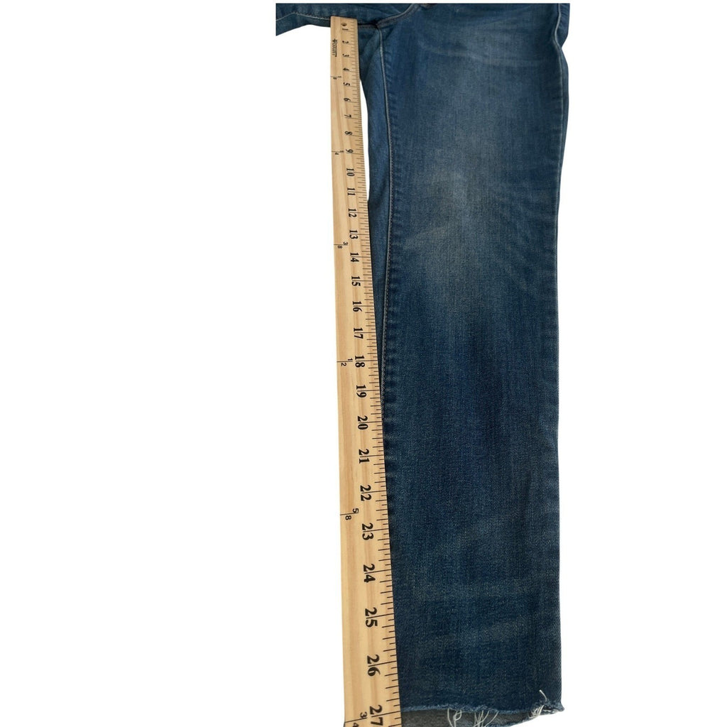 Garage High Rise Skinny Jeans Dark Wash Distressed Raw Hem 26x27 Y2K Aesthetic