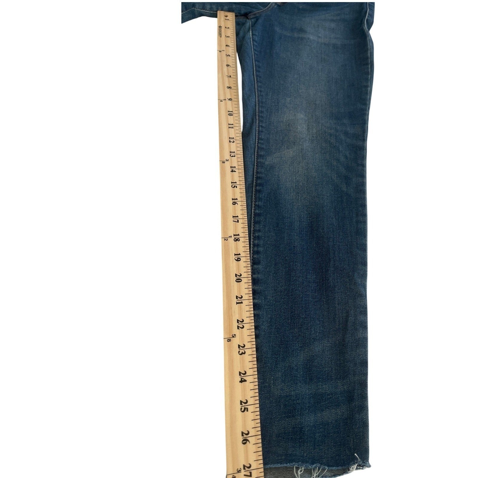 Garage High Rise Skinny Jeans Dark Wash Distressed Raw Hem 26x27 Y2K Aesthetic