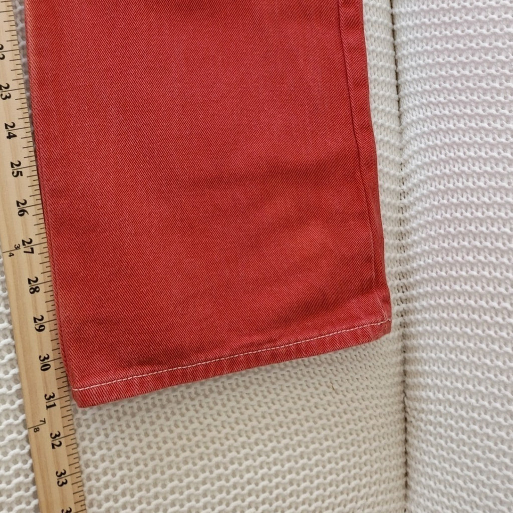 Lioness Australia Red Wide Leg Cargo Pant Contrast Stitch Cotton Denim W Size 27