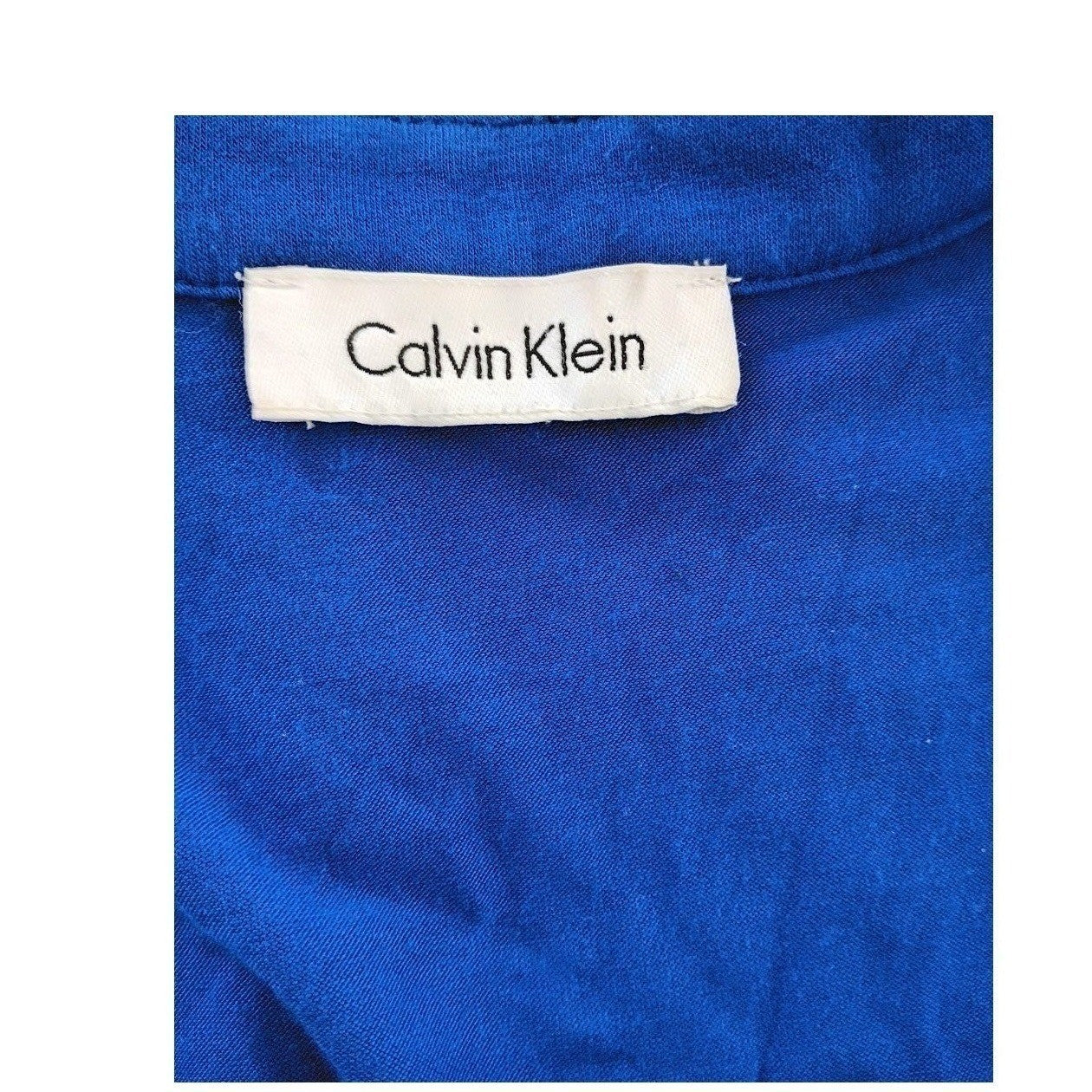 Calvin Klein Blue Zipper Pocket 3/4 Sleeve Tunic Top M Modern Professional