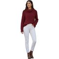 Crimson Red Ribbed Turtleneck Sweater Soft Cozy Knit Long Sleeve Medium