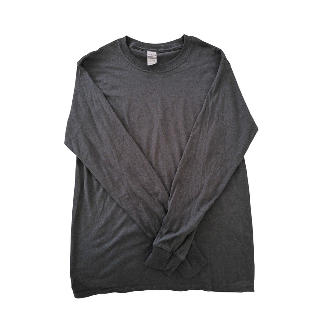 Gildan Heavy Cotton Long Sleeve T Shirt Charcoal Grey Size S Basic Casual Top