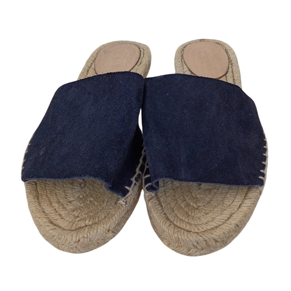 J.Crew Navy Blue Suede Espadrille Slides Made in Spain Women 7 Sandals $128