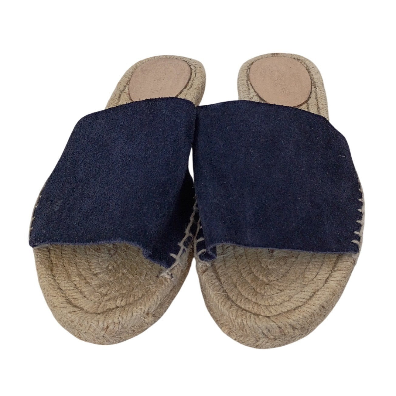 J.Crew Navy Blue Suede Espadrille Slides Made in Spain Women 7 Sandals $128
