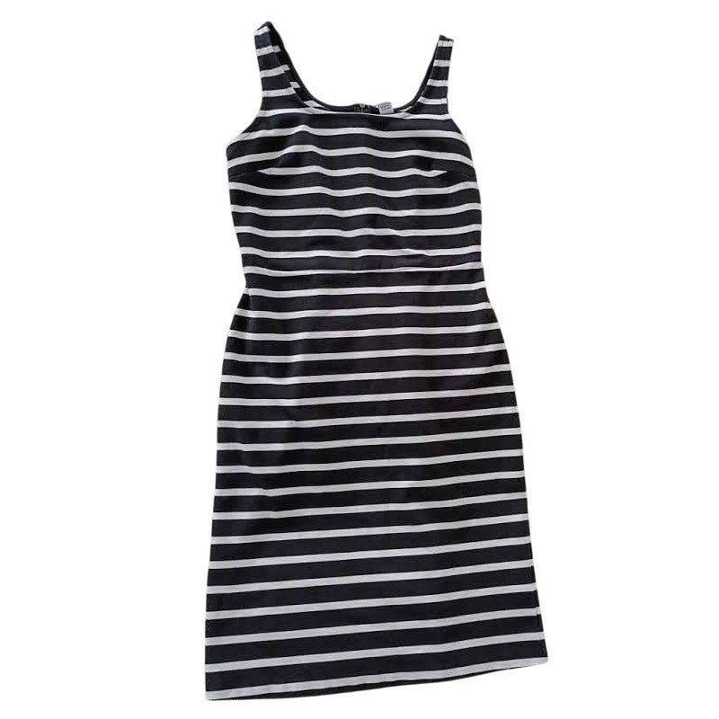 Old Navy Black White Stripe Ribbed Tank Dress S Small Cotton Blend Summer Casual