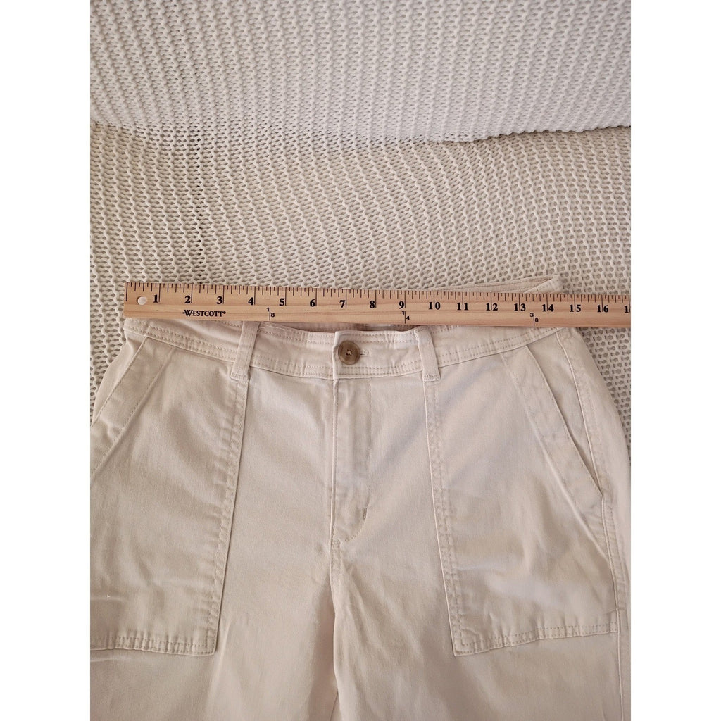 A New Day Womens Cargo Pants Cream Stretch Elasticized Sz 8 W28x26