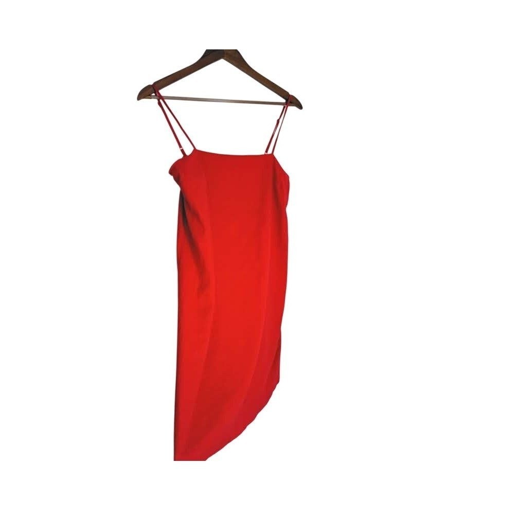 GAP Red Linen Blend Slip Dress Square Neck Mini Adjustable Straps Coastal Chic