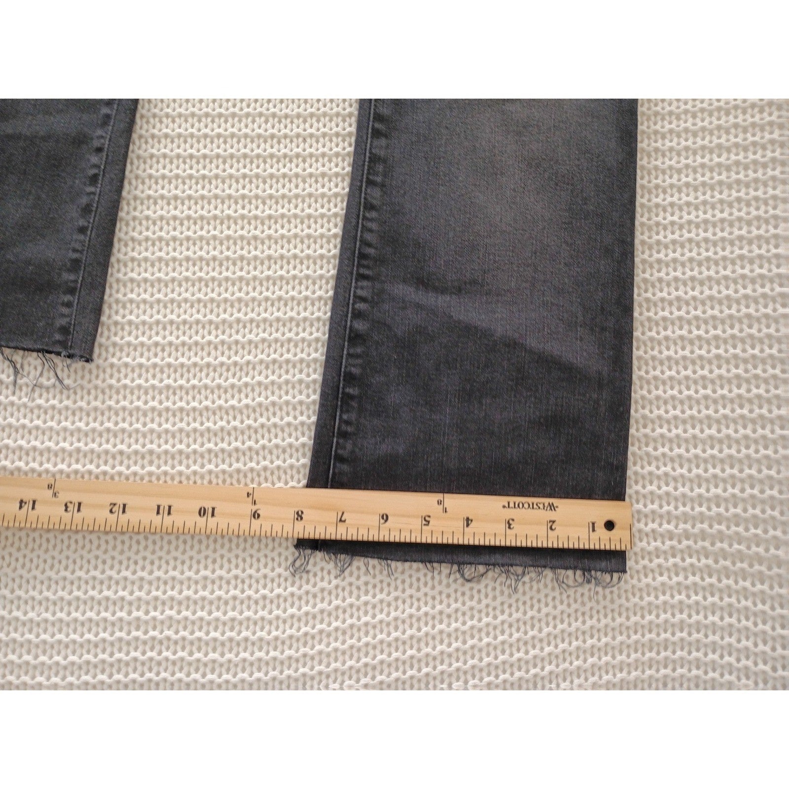 Lucky Brand Ava Mid Rise Crop Mini Boot Jeans Black Raw Hem  26x24 NWOT $99 MSRP