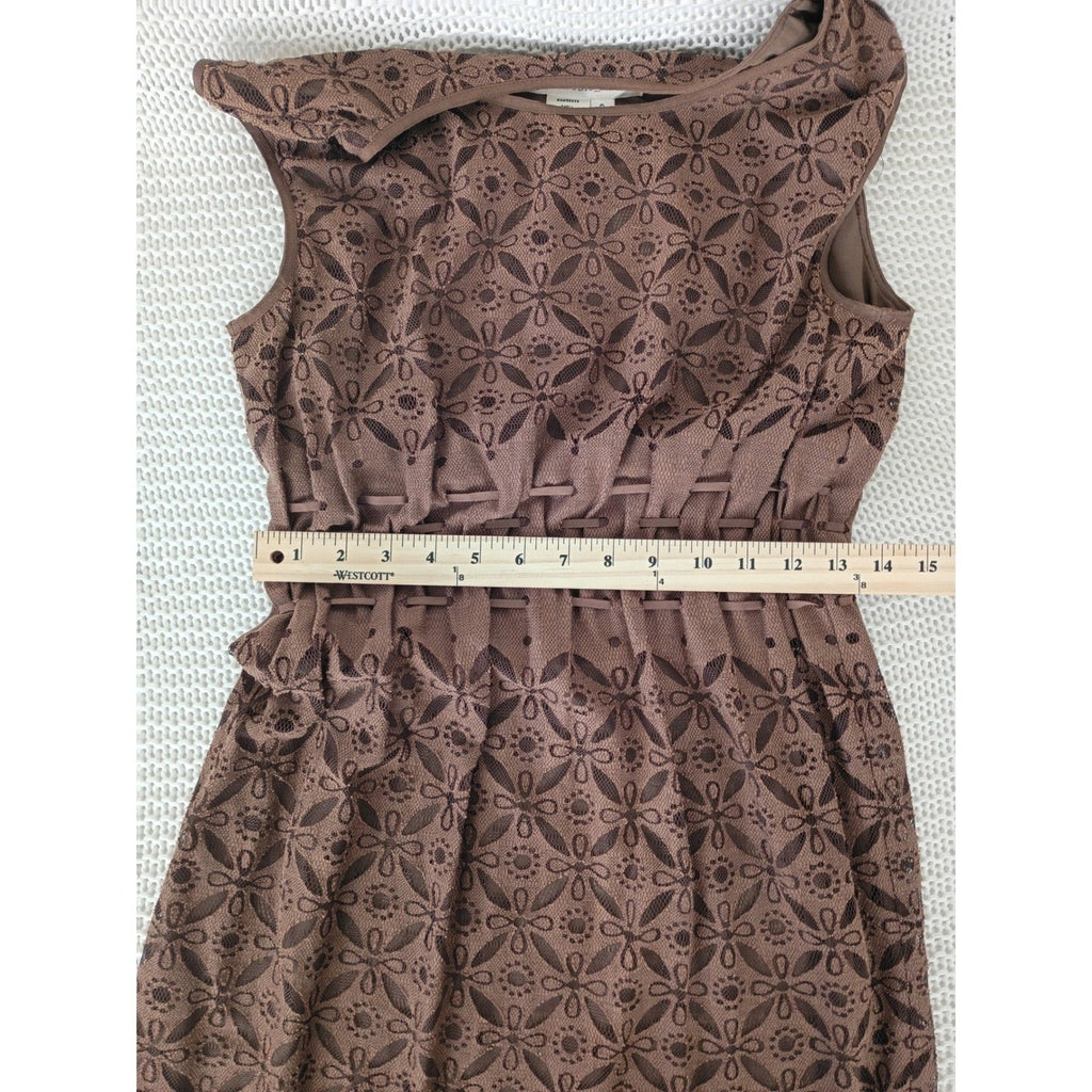 Studio M Brown Fairy Grunge Lace Sheer Mesh Dress Sleeveless Y2K S