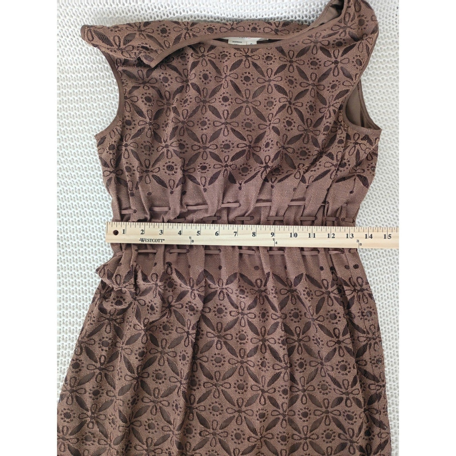 Studio M Brown Fairy Grunge Lace Sheer Mesh Dress Sleeveless Y2K S