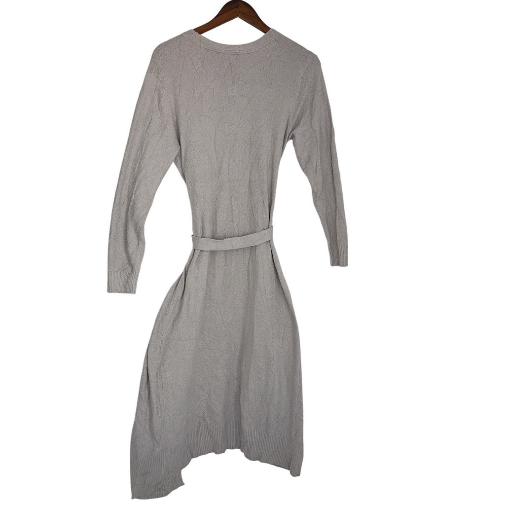 Rachel Zoe Oversized Elegant Long Cardigan Knit Belted Pockets Beige Size L
