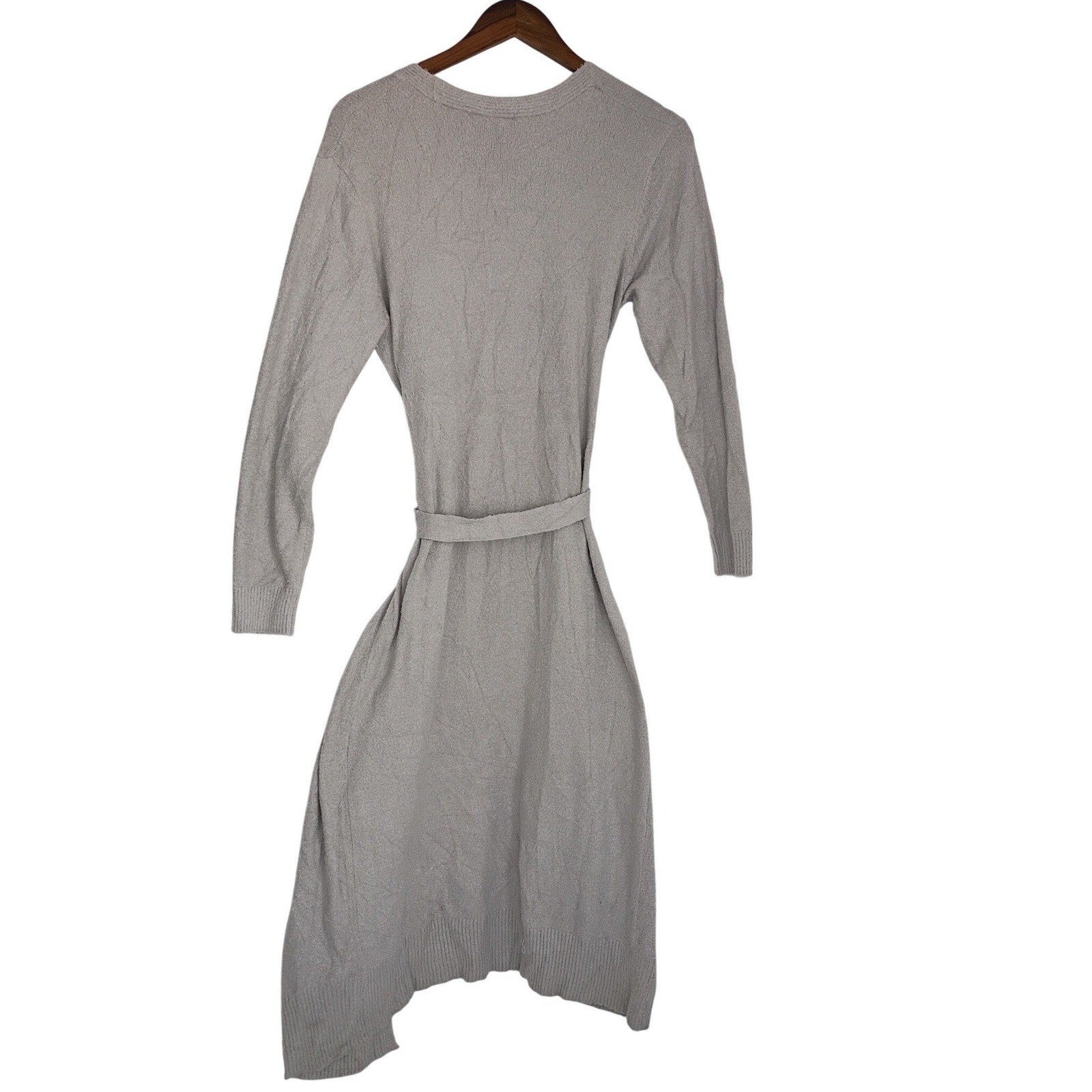Rachel Zoe Oversized Elegant Long Cardigan Knit Belted Pockets Beige Size L