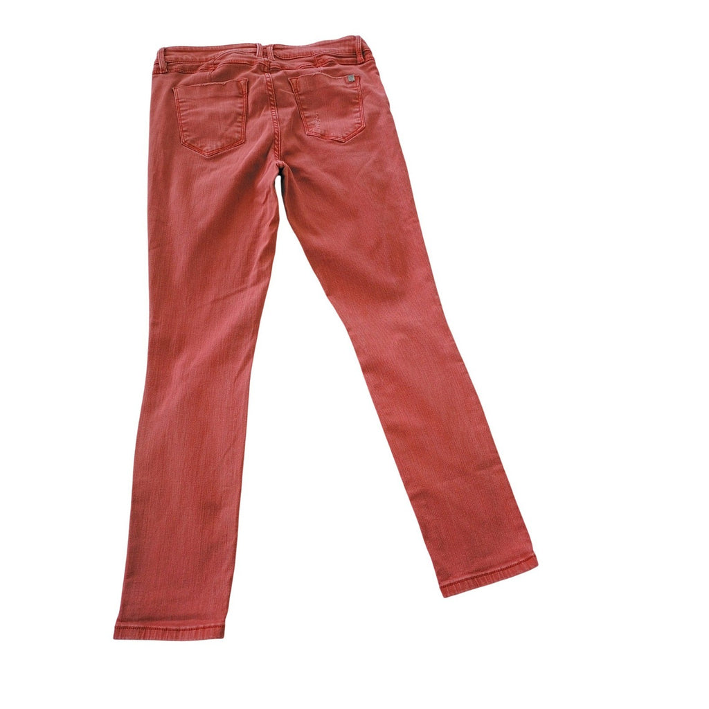 Bebe Heartbreaker Skinny Jeans 29x28 Coral Ornge Distressed Shredded Y2K McBling