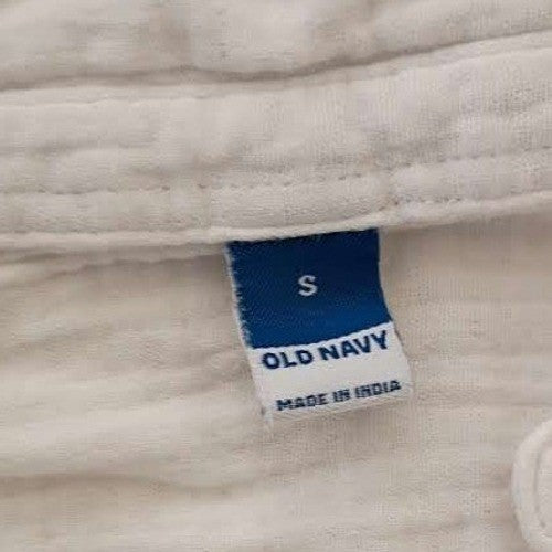 Old Navy White Double-Weave Gauze Shirt S 100% Cotton Coastal Chic